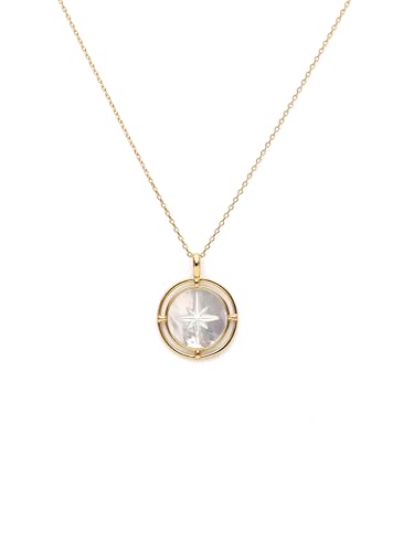 SINGULARU - Collier Étoile Polaire Nacre. Laiton avec Plaqué or 18 carats et Nacre. Bijoux pour Femme.