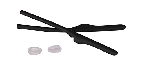NicelyFit Replacement Temple Ear Socks for Oakley OX3122 OX3125 OX5089 Glass Frames (Black with Nose Pads)