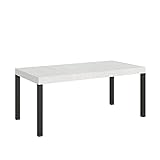 imago factory everyday - tavolo da pranzo allungabile moderno, l.180 p.90 h.77 cm (allungabile fino a 284 cm), bianco frassino, telaio antracite, made in italy