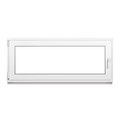 Finestra per cantina di alta qualità di Fenstiger – Finestra in plastica bianca (L x A): 1200 x 400 mm – Finestra del garage/giardino finestra (L x A) 1200 x 400 mm – Funzione DIN a sinistra girevole