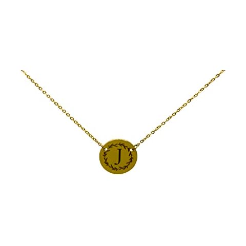 STRIX IND Monogram Initial Necklace | 14k Plated | Personalized Text Option | Adjustable Length | Choose Your Initial | Initial Necklace for Women | Monogram Necklace for Women (Gold) Cover