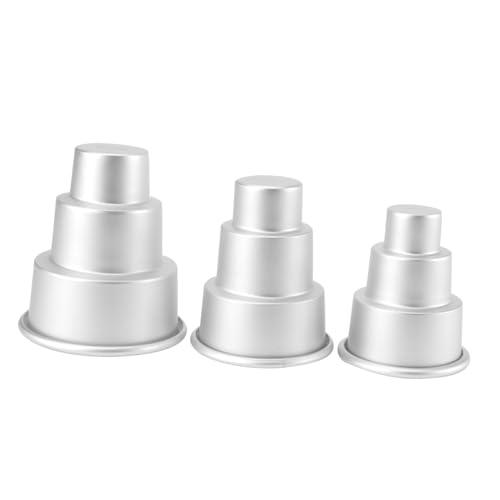 OUNONA 3Pcs Round Cake Pudding Baking Pan for Home Bakery Use Small Medium Large for Cupcakes Jelly and Desserts Easy to Clean Use