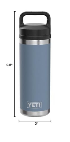 Image of YETI Rambler 18 oz Bottle, Leakproof, Vacuum Insulated, Stainless Steel with Chug Cap, Nordic Blue