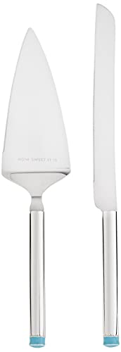 Kate Spade New York Take The Cake Knife And Server 2-Piece Dessert Serving Set, Silver-Plate And Turquoise #TOP1