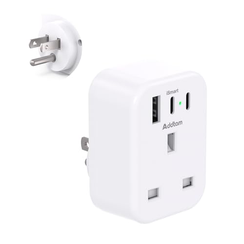 UK to US Plug Adaptor, Type B, with USB Ports