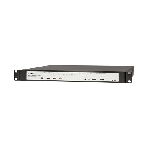 Image of Eaton 32-Port Rack KVM Over IP Switch, Cat5 /Cat5e, Virtual Media Connection, 1 Remote /1 Local User, Free Software, VGA or HDMI KVM, 1U Rackmount, TAA Compliant, 3-Year Warranty (B064-032-01-IPH)