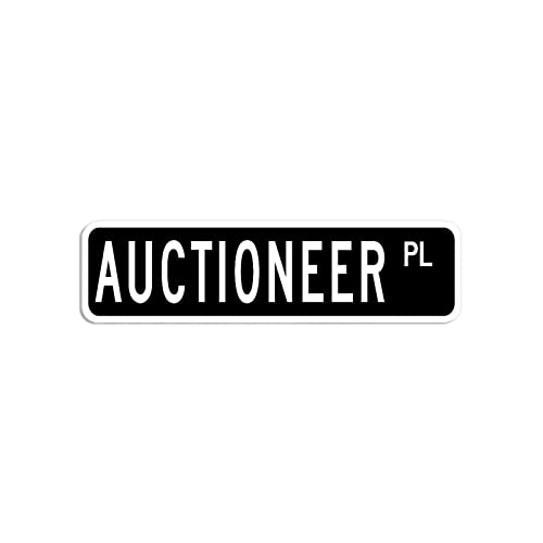 Auctioneer Letrero de metal de aluminio al aire libre subastador letrero de calle regalo subastador placa de pared novedad barra carteles garaje hombre cueva, 3 x 12 pulgadas