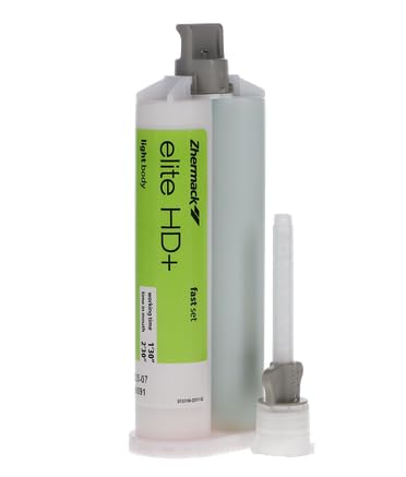Dental Elite HD+ Light Body Fast Set Hydrophilic 2Pack of 50ml Tube, 12Pack Mixing Tips for Impression Trays -Zhermack