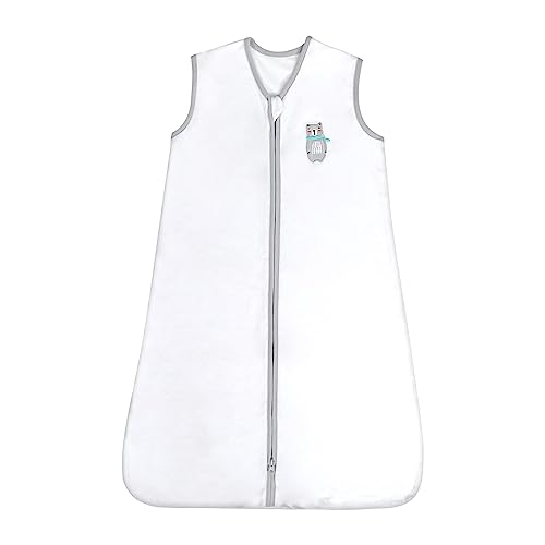 Image of TILLYOU Baby Sleep Sack 12-18 months - Baby Wearable Blanket 100% Cotton with 2-Way Zipper, TOG 0.5 Extra Soft Cotton Sleeveless Sleeping Bag for Infants, 1 Pack, Small Size, Solid White