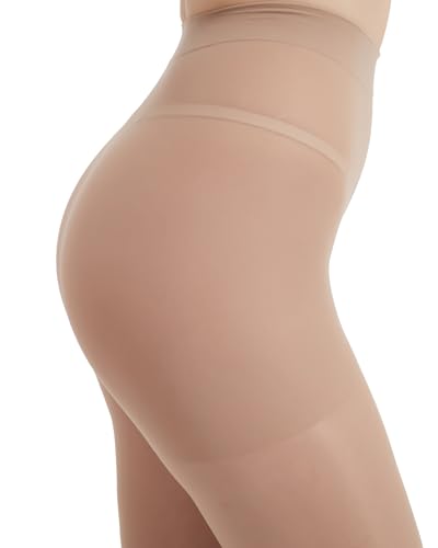 Image of Citystl 2 Pairs Black Sheer Tights for Women - 30D Rip Resistant Tights Control Top Pantyhose with Reinforced Toes