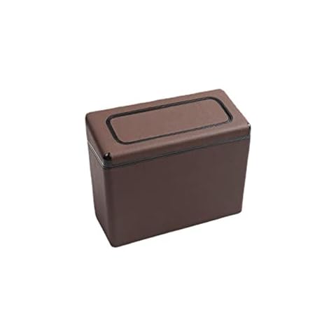 ihreesy Small Car Trash Can,Universal Car Trash Can Bin with Lid Waterproof Trash Bag Bin Hanging Leak-Proof Automotive Garbage Can Multifunctional Trash Bag,Brown Cover
