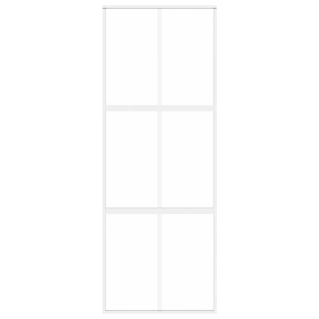 vidaXL Puerta corredera vidrio templado y aluminio blanca 76x205 cm