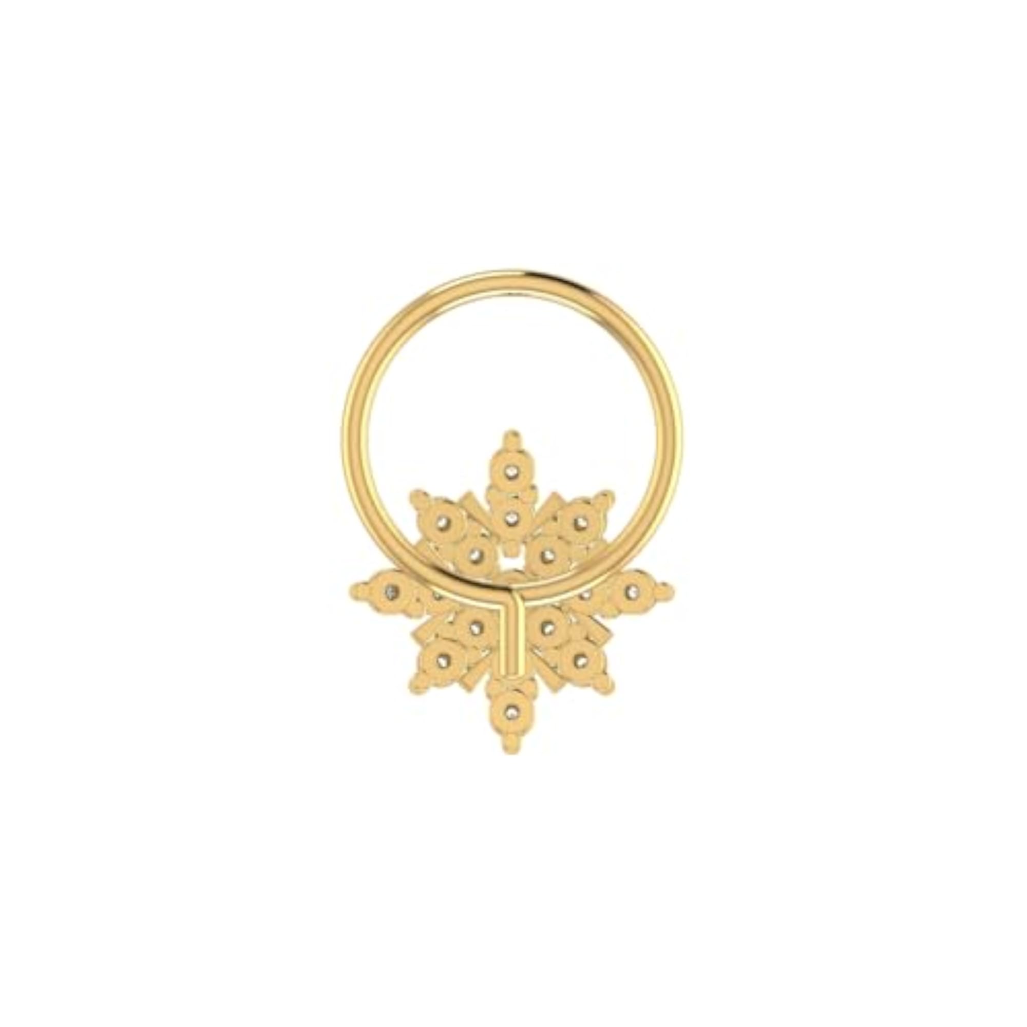 Women's 9K BIS Hallmarked Yellow Gold Stud Nosering, Elegant