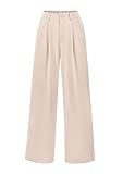 PRETTYGARDEN Women's Wide Leg Suit Pants Loose Fit High Elastic Waisted Business Casual Long Trousers Pant (Beige,Small)