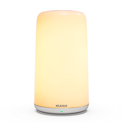 Image of NexiGo Nursery Lamp, Touch Bedside Cordless Night Light for Bedrooms, with Rechargeable Built-in Battery, Dimmable 2200K-6500K Warm/White Light & RGB Colors