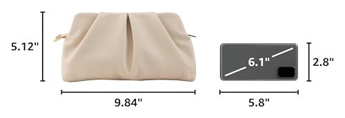 Image of Women Clutch Bag Dressy Formal Handbag Pleated PU Clutch Purse Detachable Chain