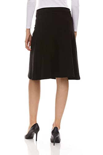Kiki Riki Women's Cotton A-Line Spandex Skirt Black Large #TOP4