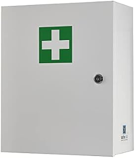 Medicab 1 Medical Cabinet Wall Mounted Metal Storage Cupboard For Bathroom Wall Secure Box For First Aid And Medicine Child Proof Lockable White Box For Medication Home or Office
