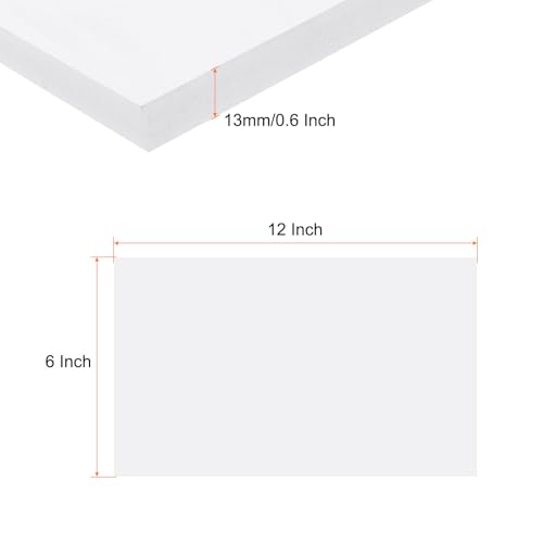 Image of Expanded PVC Plastic Sheet 1 /2 inch Thick, 6 inchx12 inch Lightweight Rigid Foam Sheet, [for Crafts Signage Displays Digital Screen Printing] - White / 1 Pcs