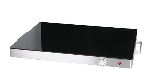 Plaque de maintien au chaud pour aliments HWT1400, verre trempé/aluminium/inox, 400W, 59.6 x 43 x 6.5 cm