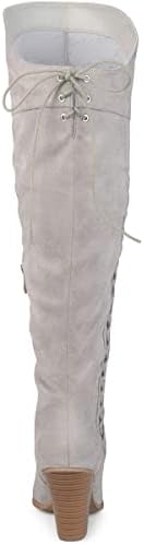 Journee Collection Womens Spritz Over-the-Knee Boots Regular and Wide Calf with Stacked Heel, Grey Suede (Wide Calf), 9 | Image 2