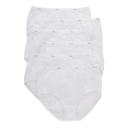Hanes Womens High-waisted Panties, 6-pack, Moisture-wicking Cotton (Colors May Vary) Briefs-underwear, White, 7 US