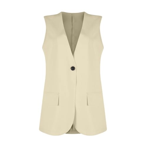 KIKX0DE Women Fall Fashion Sleeveless Blazer Jackets Lightweight Single Button Waistcoat Open Front Work Office Vest Top3