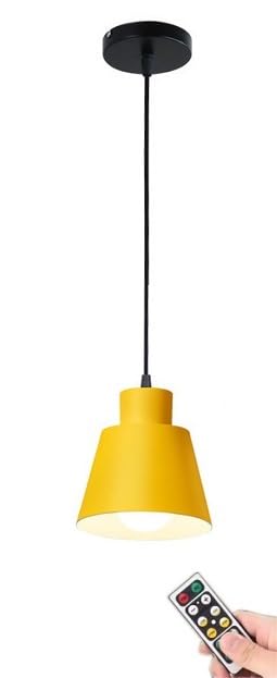 Black Pendant Light Fixture Battery Operated with Remote,Non Hardwired Samll Pendant Lighting,Modern Indoor Wireless Hanging Ceiling Light Pendant Lamp for Kitchen Island Dining Room Foyer Hallway (C