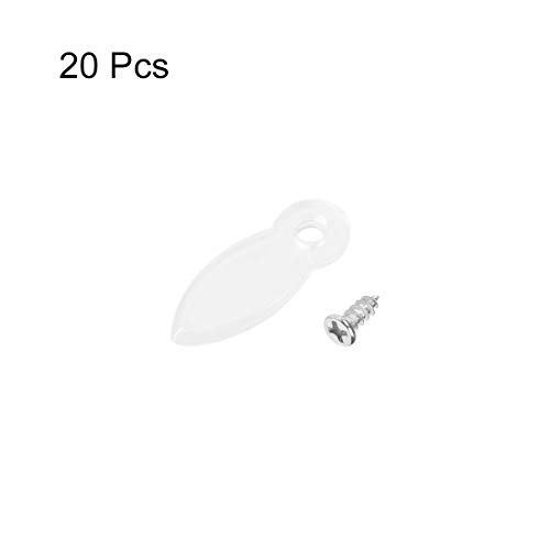 Image of uxcell Frame Turn Button, 3 /4 inch Plastic Drop Shape with Screws for Hanging Pictures, Photos, Drawings and Posters, 20 Pcs (Clear)