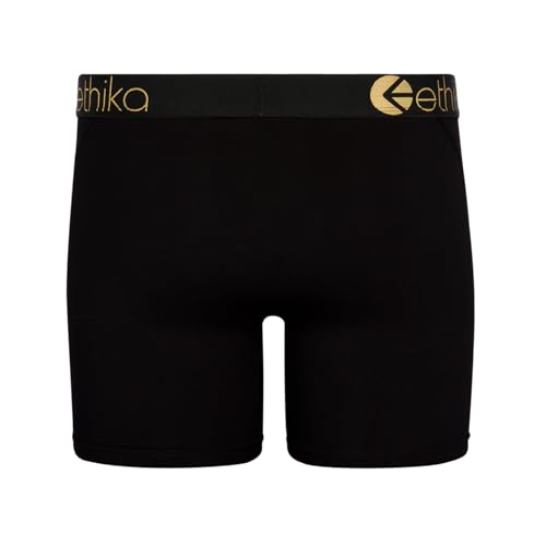 Ethika Mens MID Boxer Brief | *Solids* Modal - Black Gold Metallic3