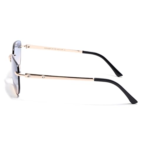 Image of Voyage Rimless Polarized Sunglasses for Men & Women (Black Lens | Black Frame - MG7601)
