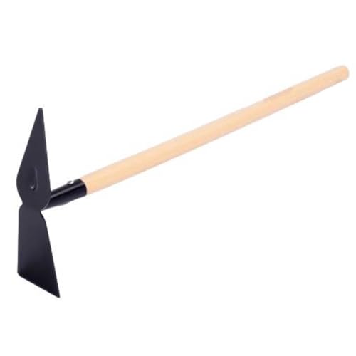 Acan Tradineur - Azada Doble con Mango de Madera, Cabezal con Borde Afilado, diseño Templado y Forjado, 347 g, Ideal para Agricultura y jardinería, fácil manejo - 60 cm