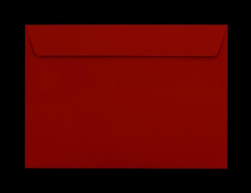 100 Stück, Farbige Briefumschläge, DIN C5, Haftklebung mit Abziehstreifen, Gerade Klappe, 120 g/qm Offset, Ohne Fenster, Rot (Intensivrot), Blanke Briefhüllen