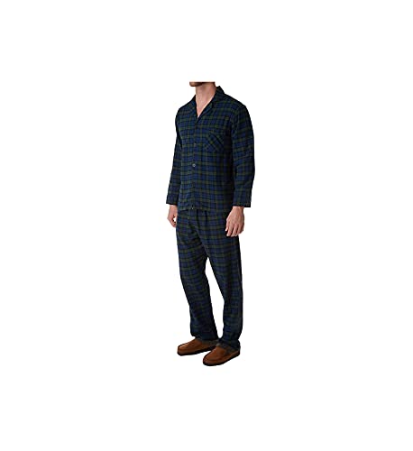 Image of Hanes Men's 100% Cotton Flannel Plaid Pajama Top and Pant Set, Long Sleeve Button Down