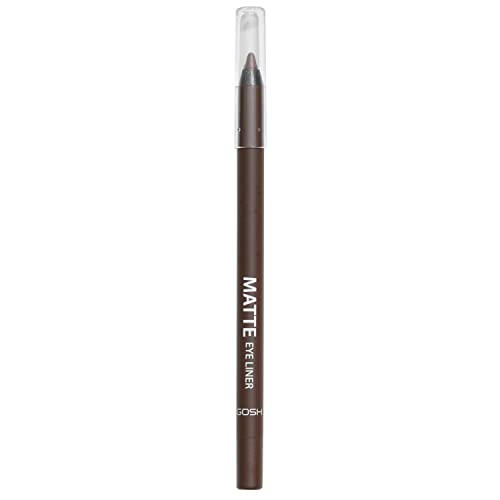 GOSH Matte Eyeliner in intensivem Schwarz I cremig weiche Textur für einfaches Auftragen I hohe Deckkraft, ideal für Smokey Eyes I perfekt zu Maskara I vegan & parfümfrei I 014 Chocolate Brown