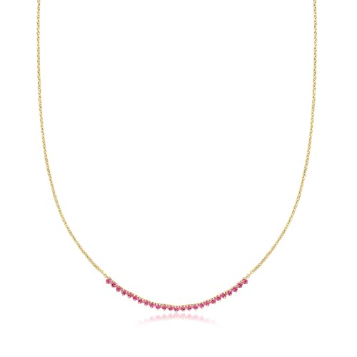 Pure Collection by Ross-Simons 1.00 ct. t.w. Lab-Grown Ruby Tennis-Style Necklace in 18kt Gold Over Sterling. 16 inches