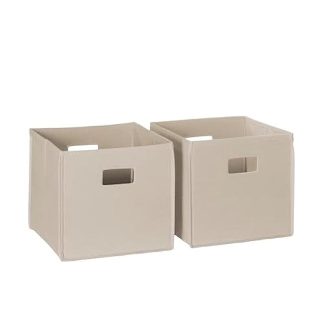 RiverRidge Folding Storage Bins with Handles Olive Cube Storage Organizer for Closet, Bedroom & Playroom - Closet Organizers and Storage Set of 2