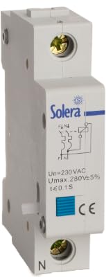 Protector sobretension permanente 1P+N 230V AC Solera LSTP1/9 para cuadro eléctrico