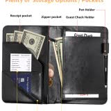 Miniatura 3 de Libro de mesero para camarera, cartera de servidor para mesero, para delantales, piel sintética con cremallera y 7 bolsillos grandes, soporte para