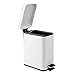 mDesign 5 Liter Rectangular Small Steel Step Trash Can Wastebasket, Garbage Container Bin for Bathroom, Powder Room, Bedroom, Kitchen, Craft Room, Office - Removable Liner Bucket, Matte White