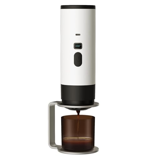 Kryvella Mini cafetera portátil para viajar, Cafetera de espresso portátil compatible con cápsulas y café molido para viajes o camping, Regalos de camping