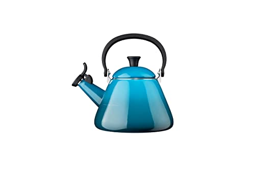 Le Creuset Kone Wasserkessel mit Pfeife, Emaillierter Stahl, 1.6 L / 1.7 qt, Deep Teal, 40101026420000