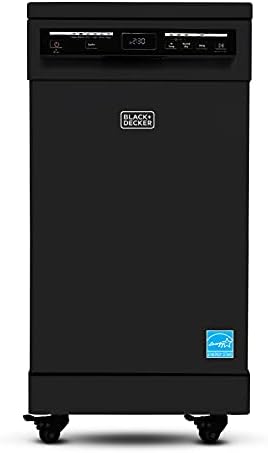 BLACK+DECKER 18-Inch Portable Dishwasher, Energy Star, BPD8B, Black