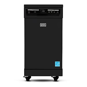 BLACK+DECKER Portable Dishwasher, 18 inches Wide, 8 Place Setting, Black