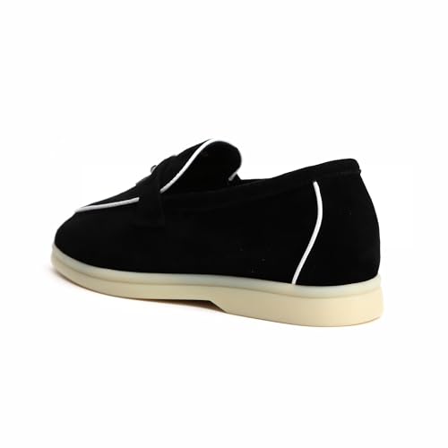 Image of XOBZJH Women's Leather Suede Loafers Flats - Slip-On Penny Loafers with Soft, Comfortable Driving & Dress Shoes for Casual Office Work All Day