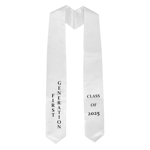 GraduatePro First Generation Graduation Stole 72 Inches Class of 2025 Graduation Stole for High School College Graduates White