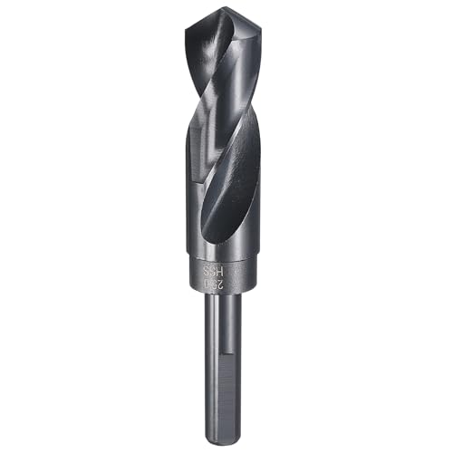 Image of sourcing map 25mm Drill Bit 1/2" Reduced Shank 3-Flat 4241 High Speed Steel Nitriding Black 118° for Soft Materials Wood Plastic Iron Copper Aluminum