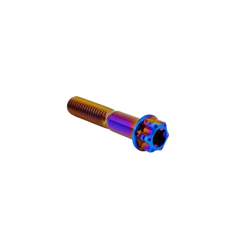 Image of RISON Titanium Bolts M10*1.25 * 70 Torx Titanium Bolts for Motorcycles Hex Head Dual Drive Burnt Blue Titanium Flange Bolt Pack of 5