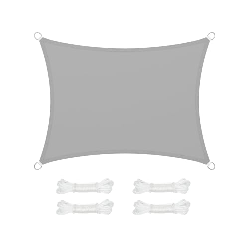 SONGMICS Sonnensegel 3x4m Wasserdicht 665mm Wassersäule Sonnenschutz aus reißfestem Polyester UV-Schutz 93% für Terrasse Garten Balkon Rechteck Seile 1