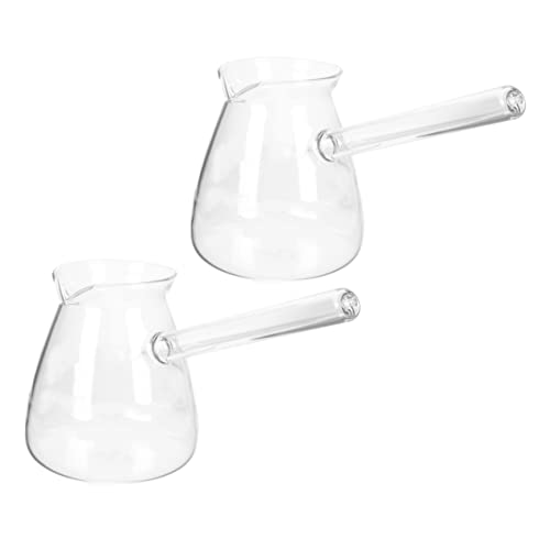VICASKY 2pezzi Teiera in Vetro Laterale Scalda Tè in Vetro Caffettiera Per Latte Trasparente Resistent Freddo Adatto Per Uso e Tè Kung Fu